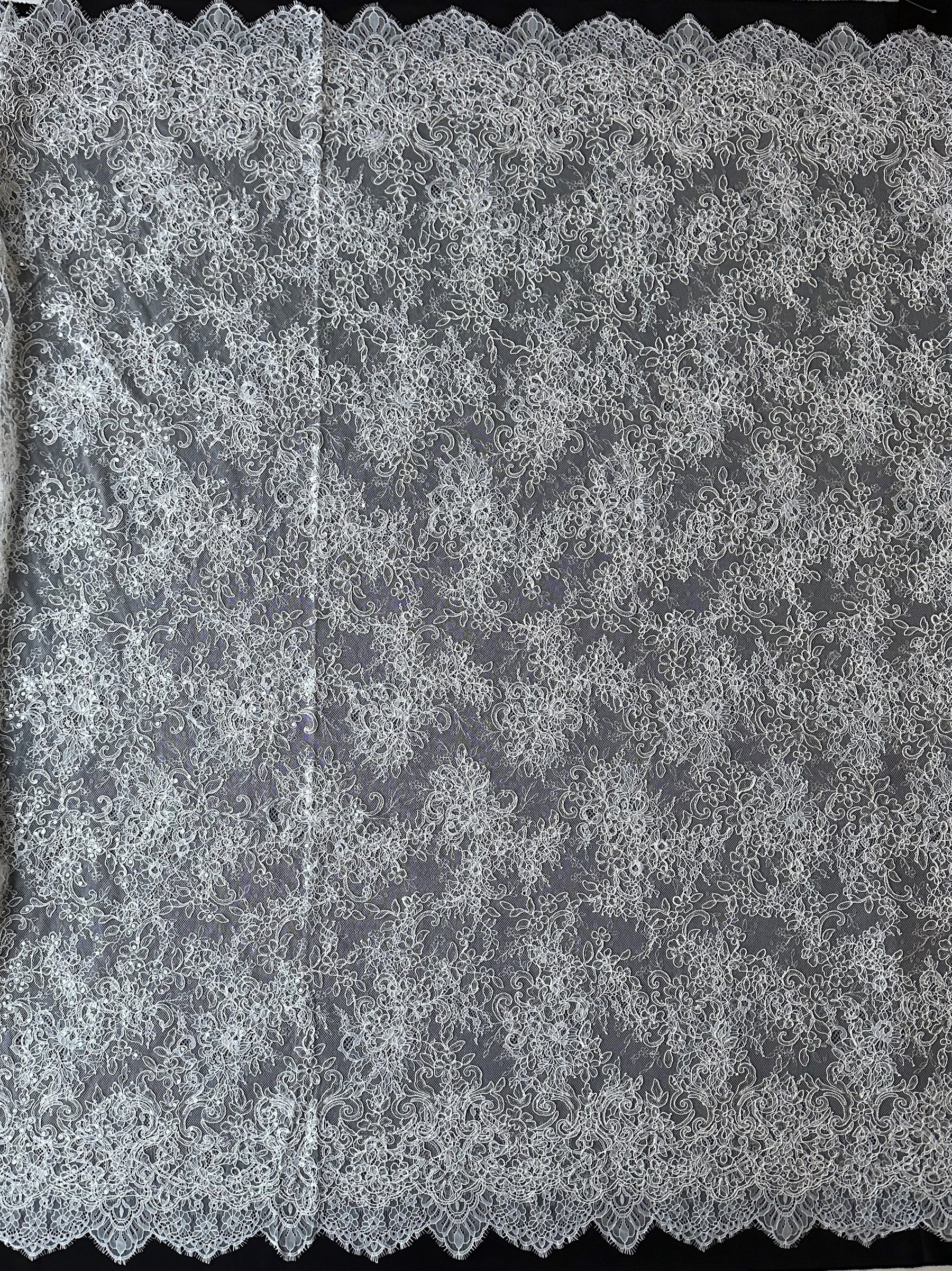 Ivory Corded and Sequin Lace - Muffin