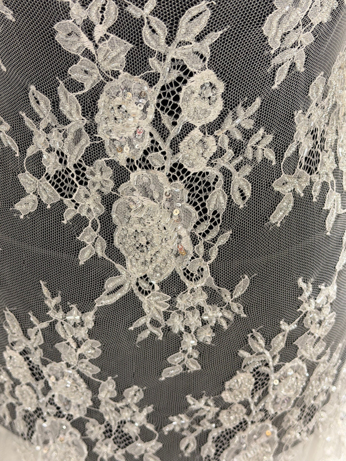 Ivory Hand Beaded Raschel Lace - Jonelle