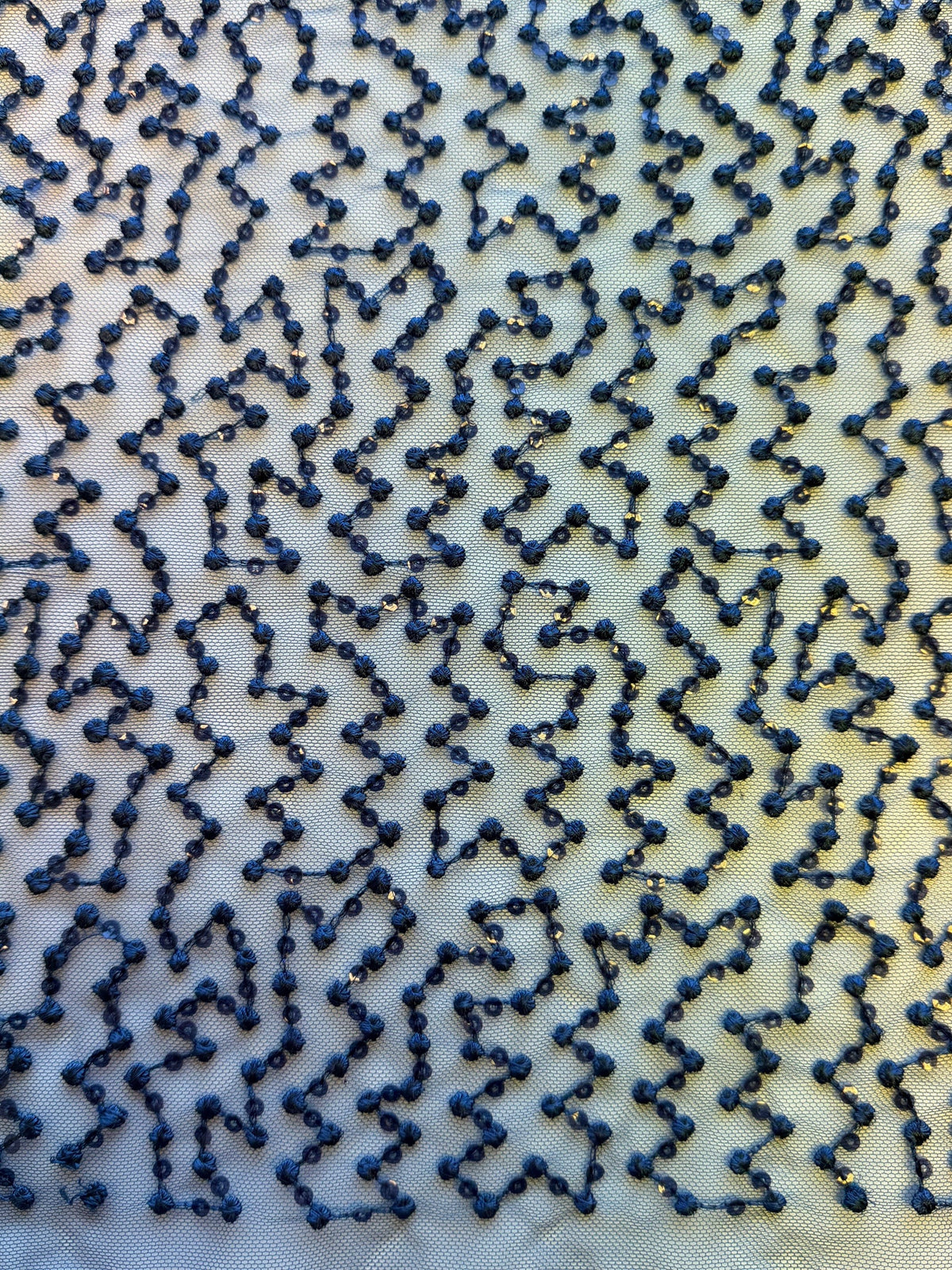 Marineblaue Paillettenstickerei-Spitze - EB3029