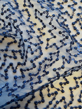 Marineblaue Paillettenstickerei-Spitze - EB3029