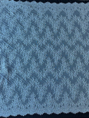 Elfenbeinfarbene Raschelspitze mit handbestickten Perlen - Annamarie