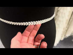 Elfenbeinfarbene, perlenbesetzte Kleiderborte - EH2033