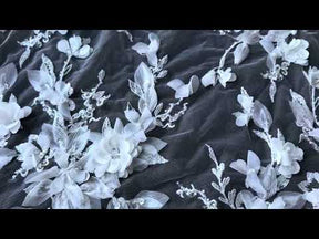 Elfenbeinfarbene 3D-Blumenspitze – Oktober