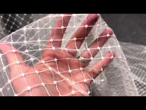 Elfenbeinfarbene, bestickte Gitterspitze - Quadira