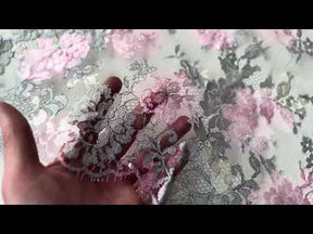 Bedruckte Chantilly-Spitze in Rosa & Mint - P192