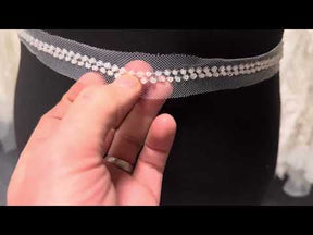 Elfenbeinfarbene, perlenbesetzte Kleiderborte - EH2030