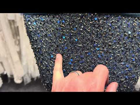 Marineblauer, bestickter Perlentüll - EB1011