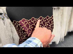 Dunkler Weinrot/Gold Bestickter Duchess Satin - P476