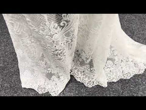 Elfenbeinfarbene Pailletten-Guipure-Spitze - LB4002