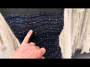 Marineblaue Perlenstickerei - P809