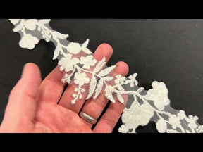 Elfenbeinfarbene Perlenspitzenborte - EF2006