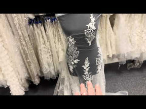 Elfenbeinfarbene Perlenstickerei-Spitze - EB1099