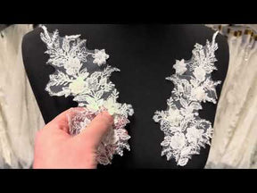 Elfenbeinfarbene Perlenspitzenapplikationen - MT4014