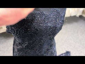 Marineblauer, 3D-bestickter Perlen-Tüll - EB1021