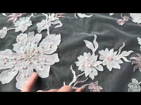 Bestickte Spitze in Rosa und Elfenbein - EB1015