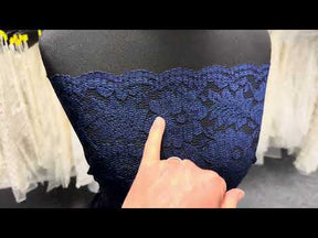 Marineblaue florale Spitze – P199