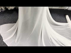 Blasser Elfenbein-Chiffon, schwerer Stoff - PB2003
