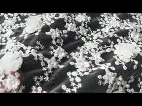 Elfenbeinfarbene 3D-bestickte Spitze - Savinder