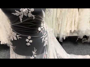 Bestickte Spitze in Rosa und Elfenbein - EB1015