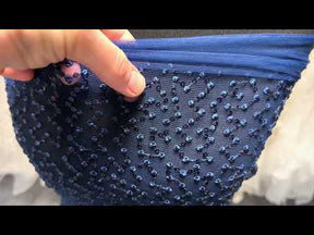 Marineblaue Paillettenstickerei-Spitze - EB3029