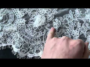 Ivory 3D Corded Raschel Lace - Clarke