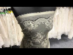 Taupe 100% Seide Italienische Spitze - P272