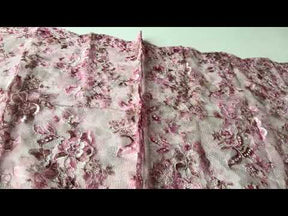 Rosa bedruckte Chantilly-Spitze - P190