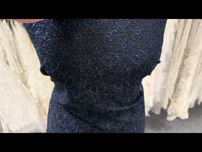 Marineblaue bestickte Spitze - EB5010