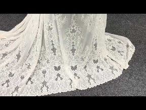 Elfenbeinfarbener, bestickter Georgette - EB6003