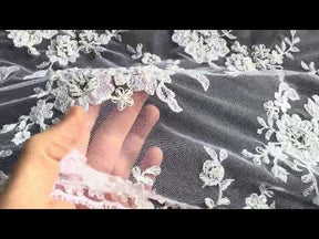 White Beaded Embroidery Lace - P483