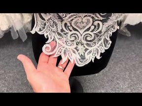 Elfenbeinfarbene Perlenspitzenapplikation - Waran (CF AP 241)