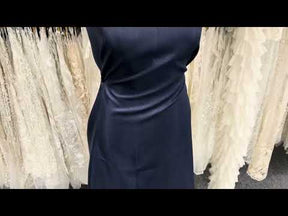 Marineblauer Dupion mit Polyester-Satinrücken - Klarheit (P967)