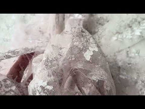 Altrosa & silberne Chantilly-Spitze - P186