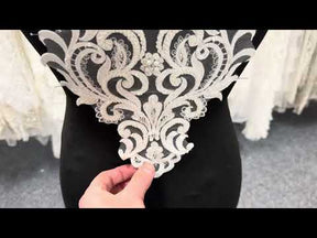 Ivory Beaded Lace Applique - T814