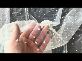 Elfenbeinfarbener Perlentüll - EB1071