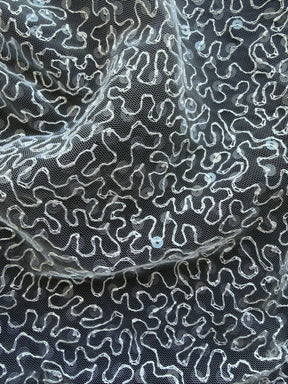 Weißer, bestickter Paillettentüll – EB3001