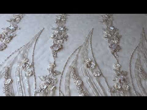 Champagnerfarbene Perlen-Blumenspitze – Blake