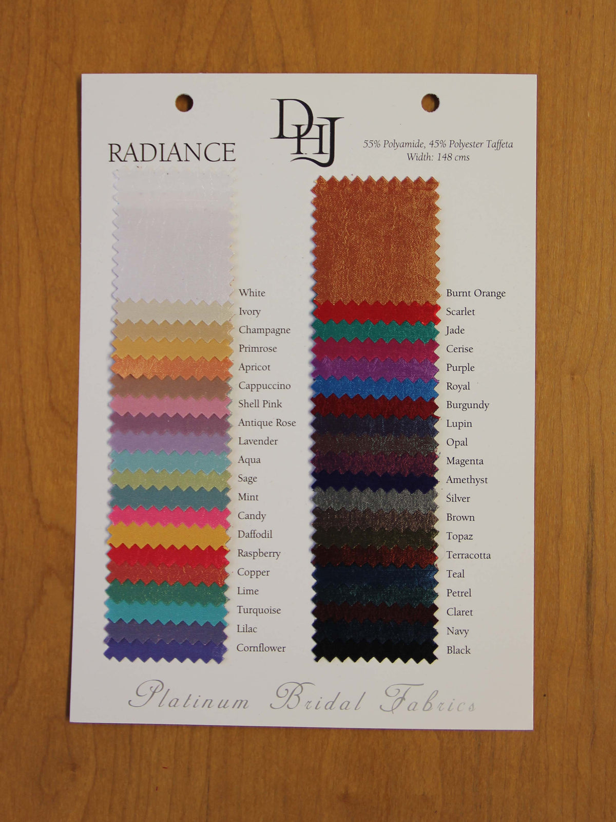 Musterkarte aus Poly/Nylon-Taft – Radiance